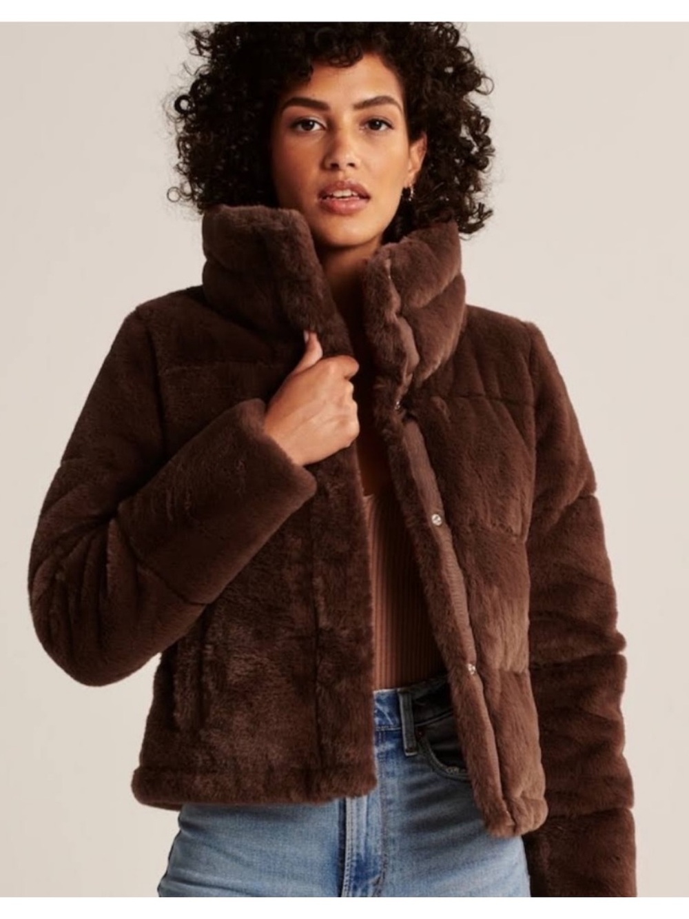 Abercrombie & Fitch Faux Fur Mini Puffer